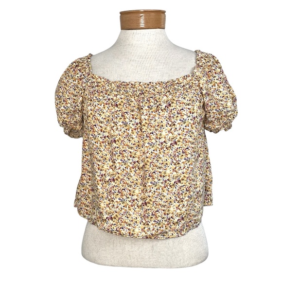 Abercrombie & Fitch Floral Puffy Sleeve Short Top Med - Picture 1 of 7
